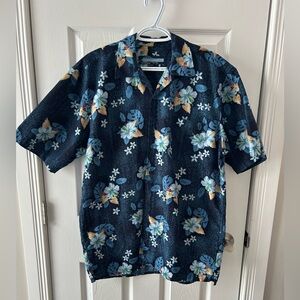 Point Zero Tropical Floral Men's Shirt - Navy and Blue